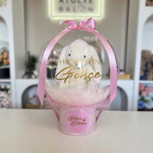 Peluş Tavşanlı Balon-Pembe Konsept